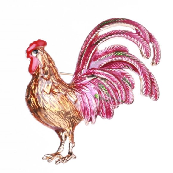 Jewelry - Big Tail Rooster Brooch Pin  / Necklace Pendant
